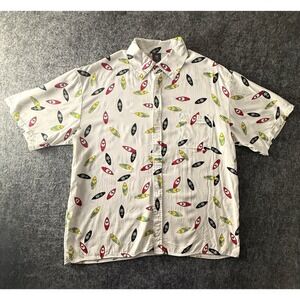 Fortnite Epic Games Button Up Shirt Mens Large Surfboard Print Hawaiian AOP